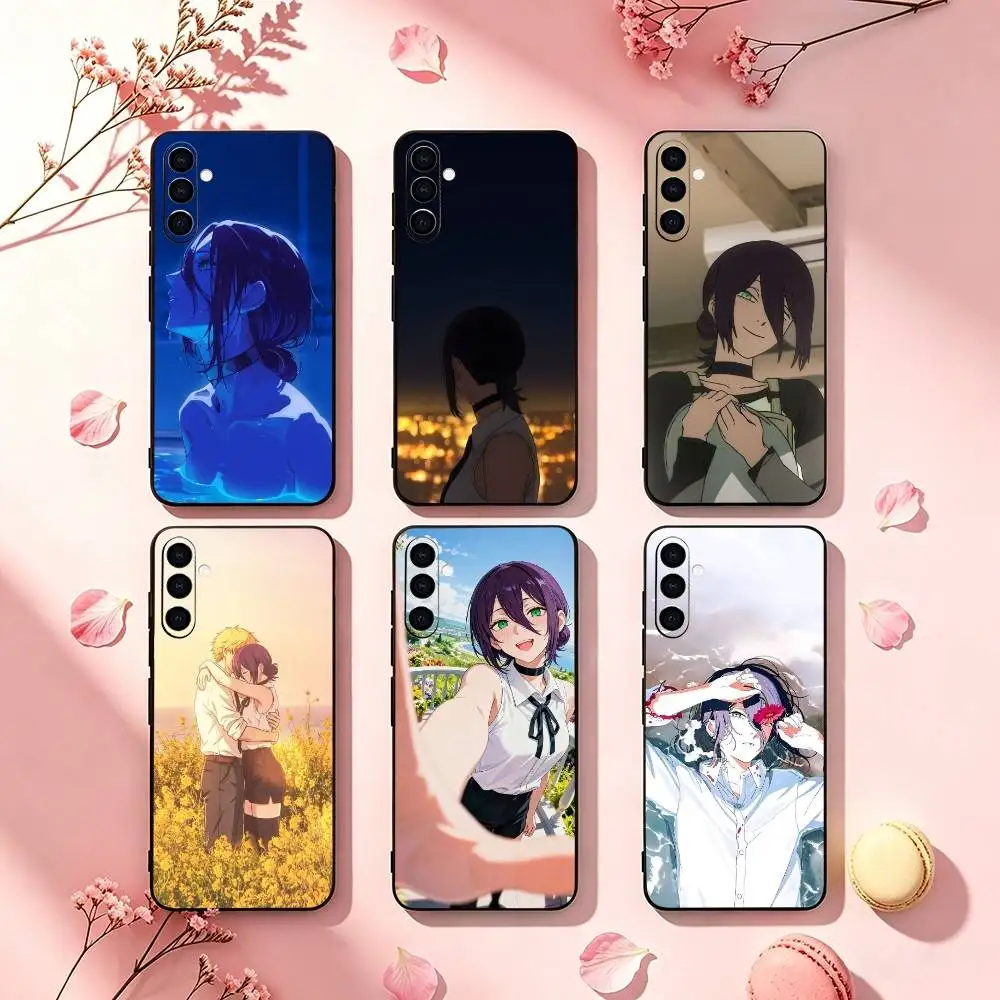 Chainsaw M-Man Reze Anime Phone Case For Samsung Galaxy A73,A72,A71,A70,A53,A52,A51,Soft Silicone Black Cover