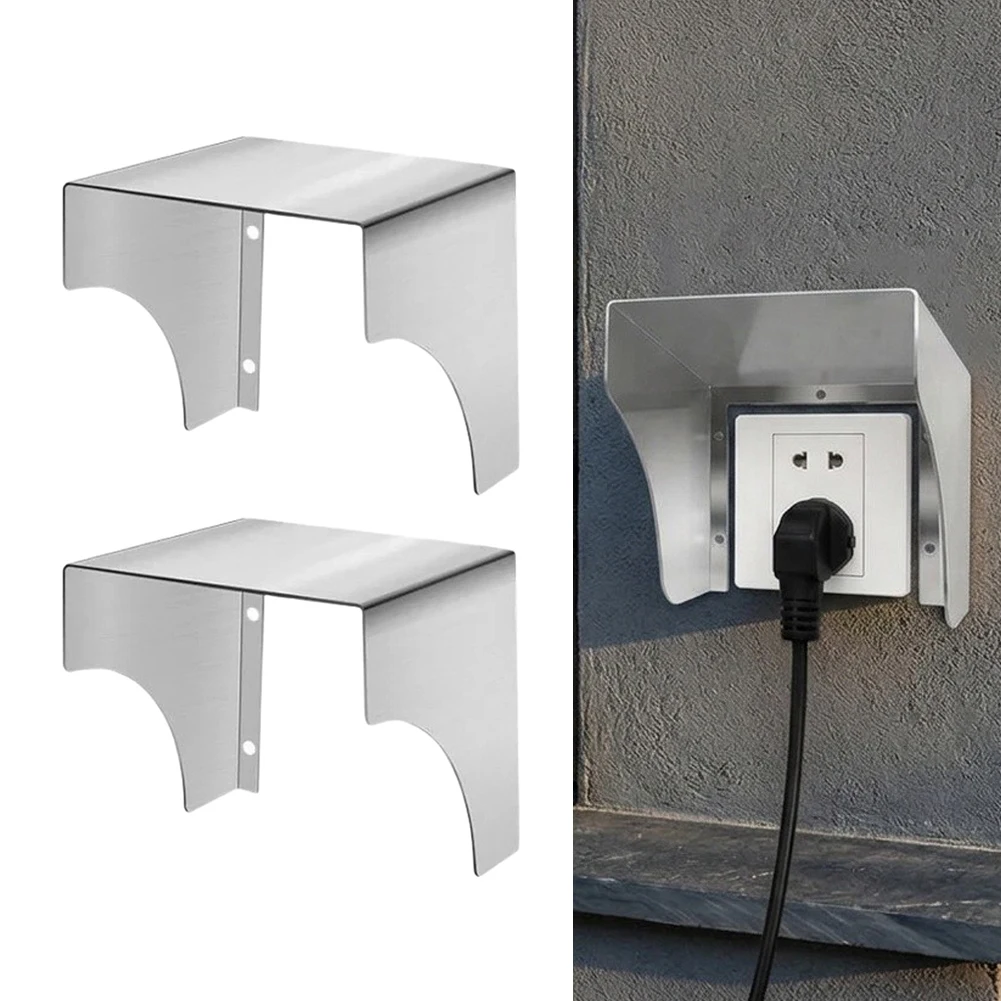 2pcs Stainless Steel Rain Cover for Outdoor Electrical Outlets Bathrooms Garages and Humid Conditions 12.5x12x12cm