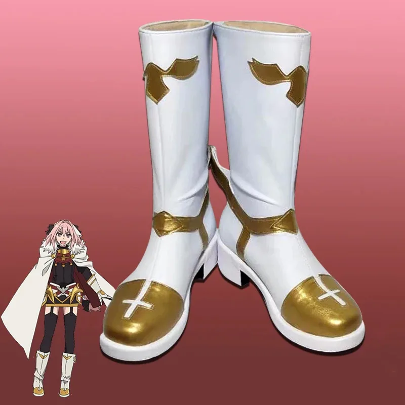 Fate Grand Order Rider Astolfo Cosplay Shoes PU Leather Anime Cosplay Boots Halloween Party Costumes Props Accessories DGTUJ65GF