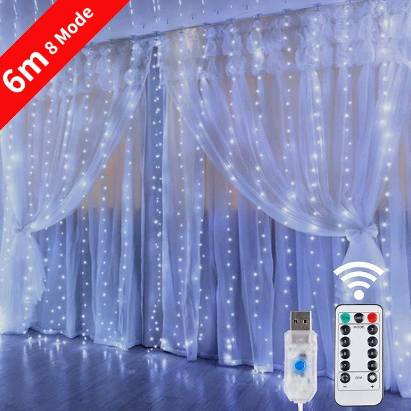 3M LED Lights String Fairy Decoration USB Holiday Curtain Garland Lamp 8 Mode For Home Garden Christmas Party New Year Wedding