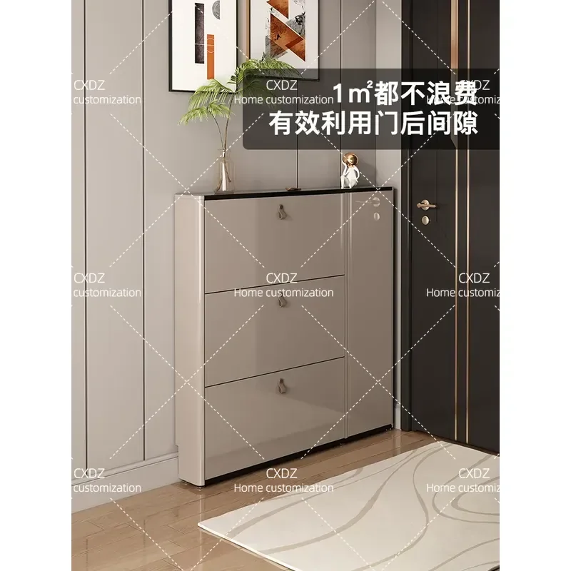 Light Luxury Shoe Cabinet Ultra Thin 15cm Storage Porch Cabinet Modern Simple Home Tipping Bucket Against The Wall Locker