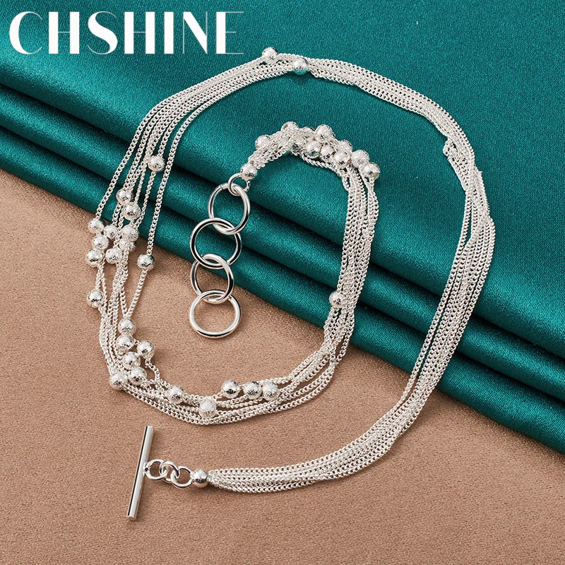 CHSHINE 925 Sterling Silver Multi Chain Beads OT Buckle 18 Inch Necklace For Women Wedding Charm Engagement Fashion Jewelry