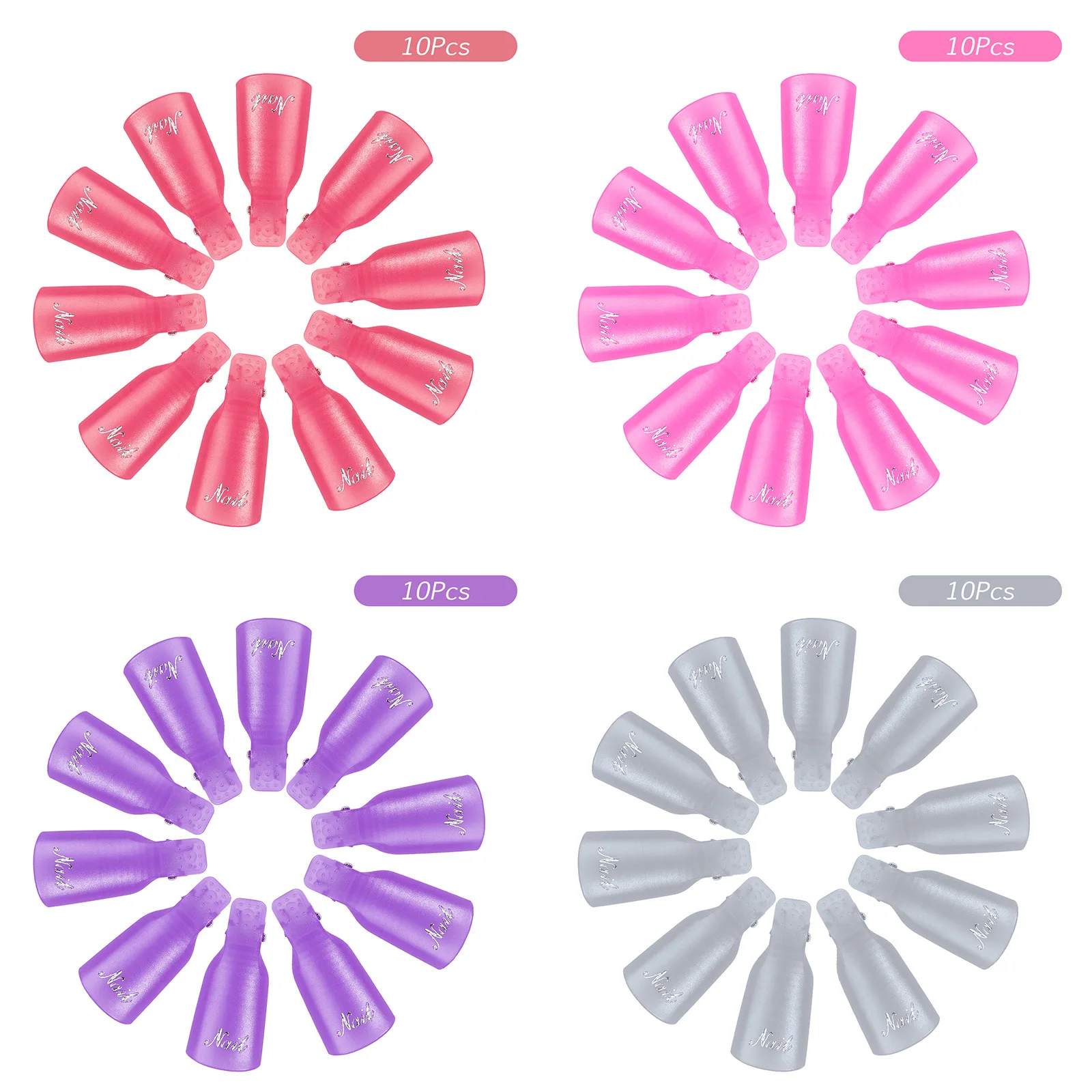 10-piece set of nail clip applicators, handmade reusable nail art tools with diamond nail art brush DIY nail polish remover tool