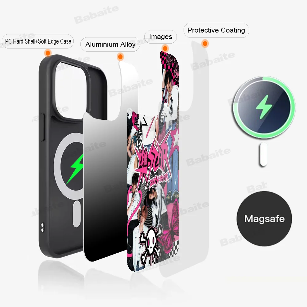 K-kpop-S-Strayes-K-Kids Phone Case Magnetic Case For iPhone 16 14 13 12 11 15 Pro Max Plus For Magsafe Wireless Charge Cover