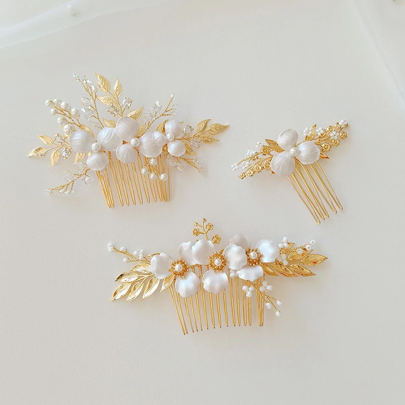 Country Wedding Hair Comb Accessories Flower Leaf Headpiece For Women Bridal