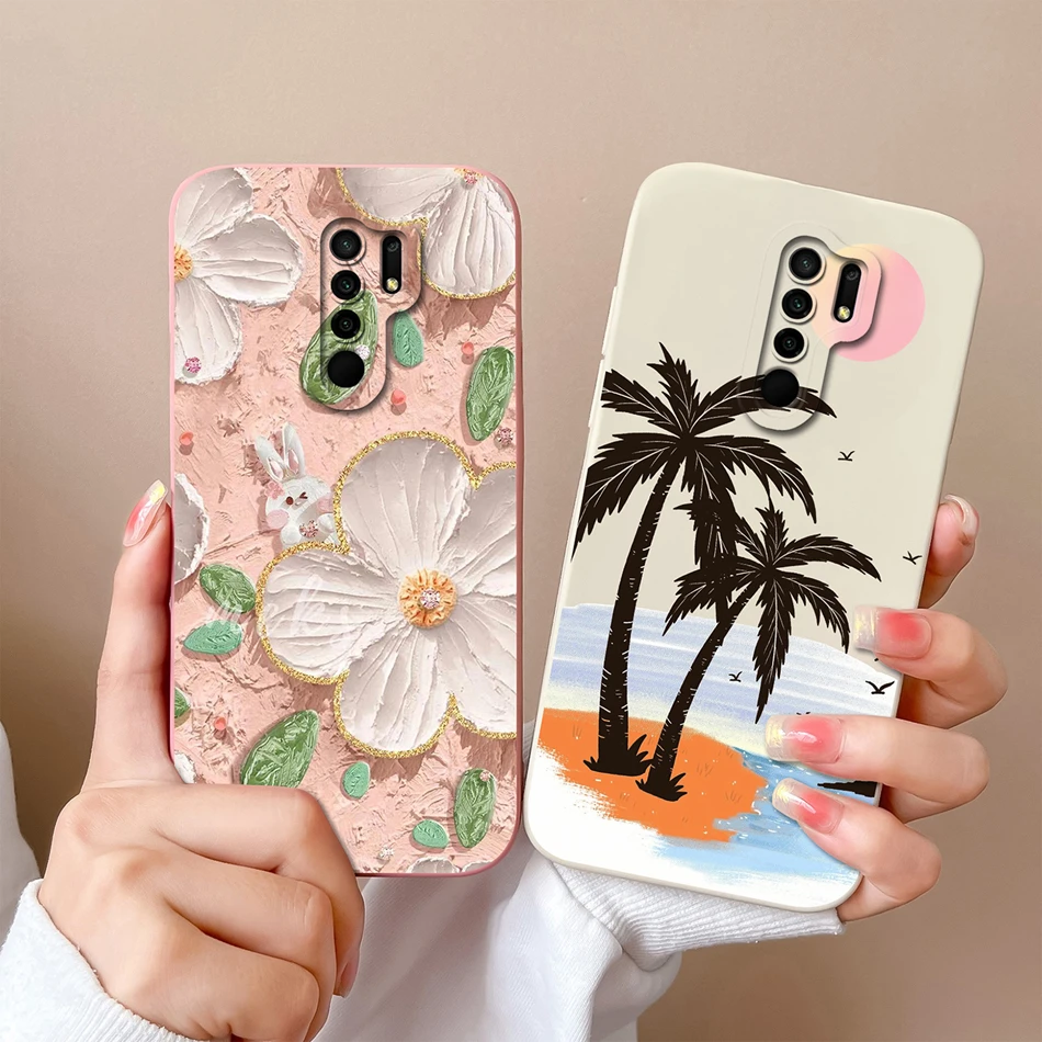 สําหรับ Redmi 9 9A 9C 9T น่ารักออกแบบซิลิโคนเหลวนุ่มสําหรับ Xiaomi Redmi9 ป้องกันกันกระแทกปกหลัง