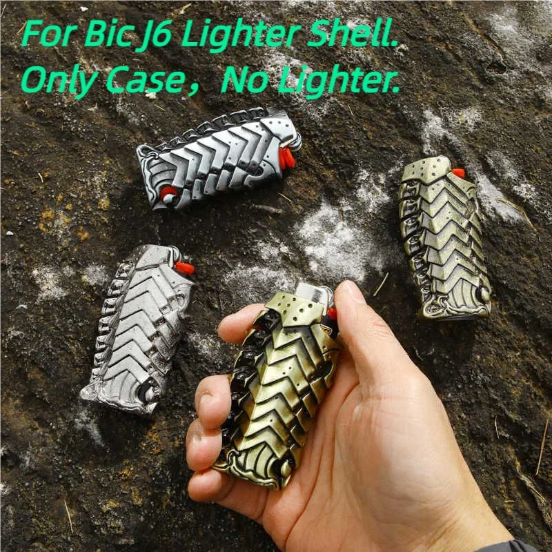 

1 piece Lighter Shell For Bic J6 Lighter Warrior Armor Case Zinc Alloy Metal Holder 125g
