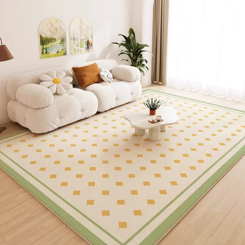 

Cream Style Living Room Carpet Simple Advanced Foldable Machine Washable Sofa Coffee Table Non-slip Floor Mat Bedroom Soft Rug