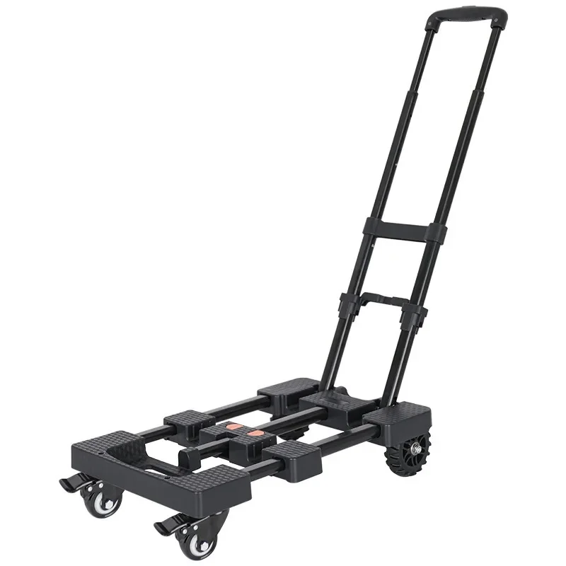Luggage cart Hand-pulled truck Flat truck Household commercial telescopic trolley Folding truck trailer