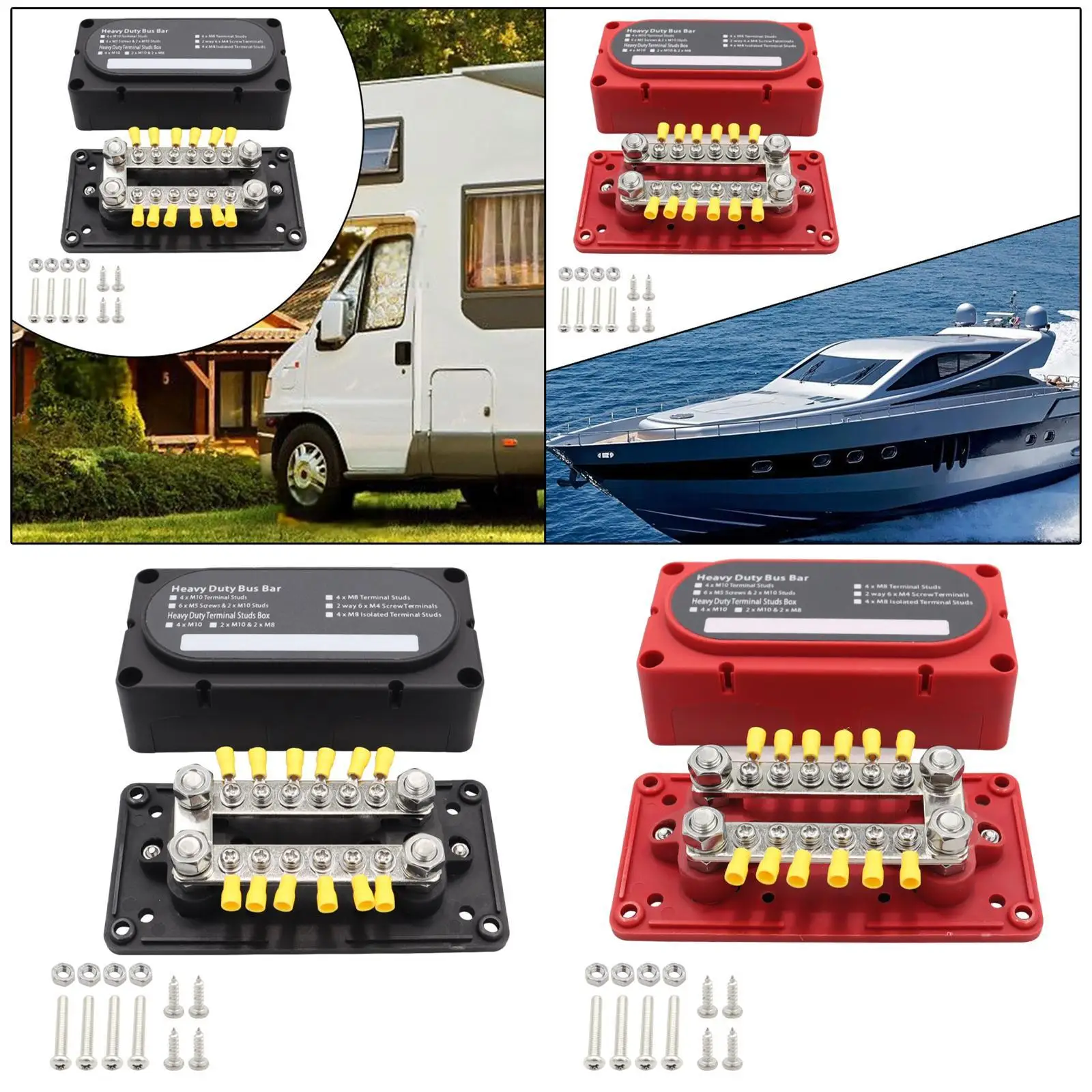 

Bus Bar Power Distribution Block Accessories Easy Installation with Removable Cover 48V 150A for Vehicle Boat Car Truck RV