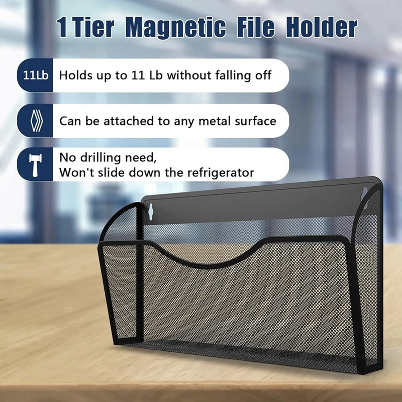 แฟ้มโฟลเดอร์Organizerผู้ถือแฟ้มแม่เหล็กความจุสํานักงานแขวนชั้นวางนิตยสารสําหรับตู้เย็น,ตู้เก็บเอกสาร