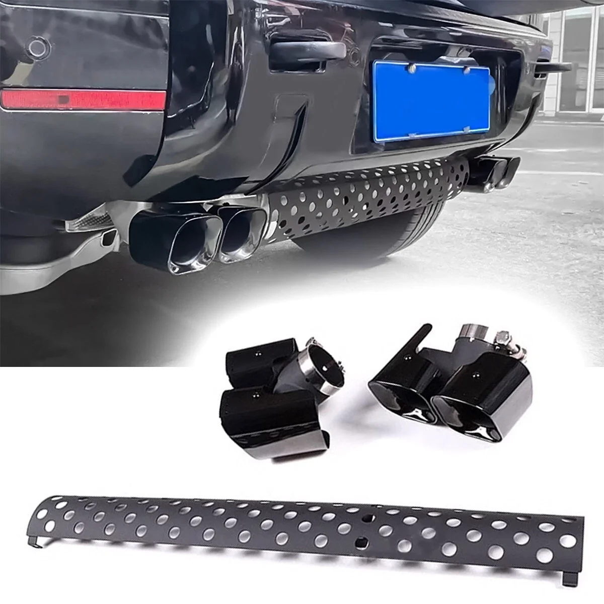 

【Non diesel vehicles】3Pc Tail Pipe Throat Dual Exhaust Accessories Fit 2020-2025 Defender 110 130 90 2.0T