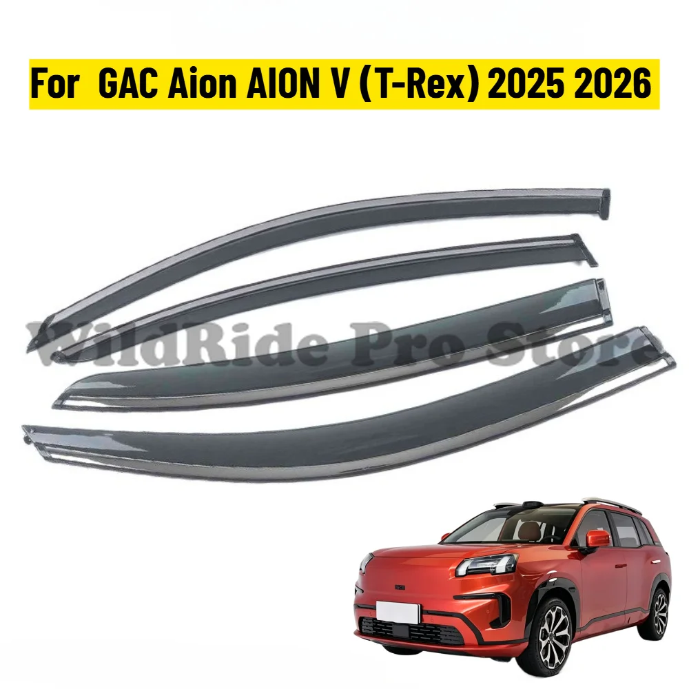 Durable Window Visor for  GAC Aion AION V 2025 (T-Rex) - Thickened Rain Guard with Bright Strip, Side Deflector, UV Protection