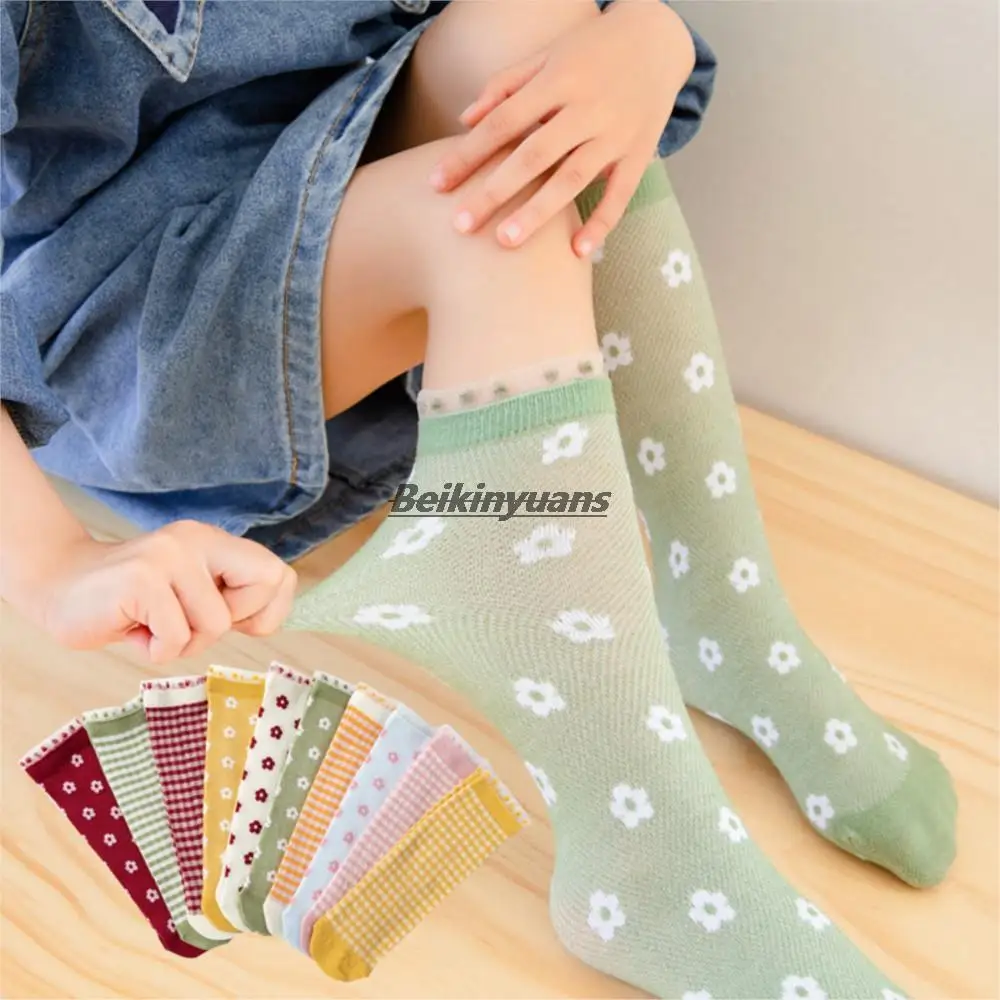 

Children heap socks thin mesh girls summer princess baby socks cotton lace sokken toddler baby knee high socks