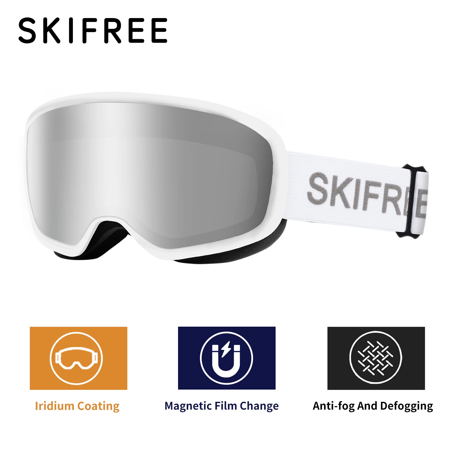 

SKIFREE R1 Ski Goggles Asian Fit Anti-Fog HD Lens Magnetic OTG Snowboard Glasses for Men Women Rental Use