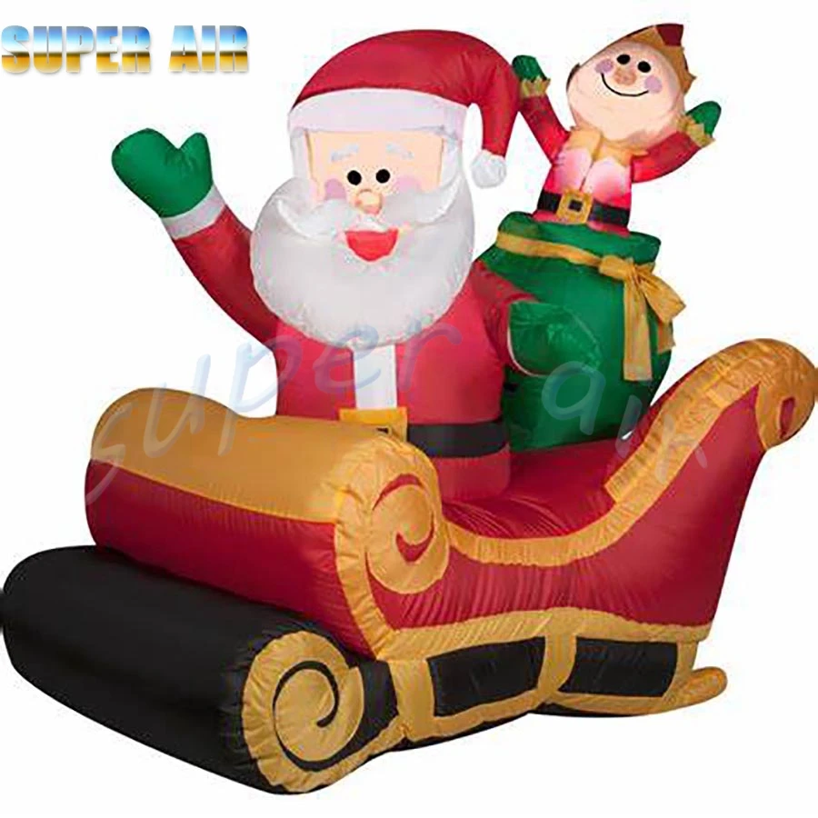 Customized outdoor Chirstmas model inflatable Santa Claus sitting in the car with gift for sale