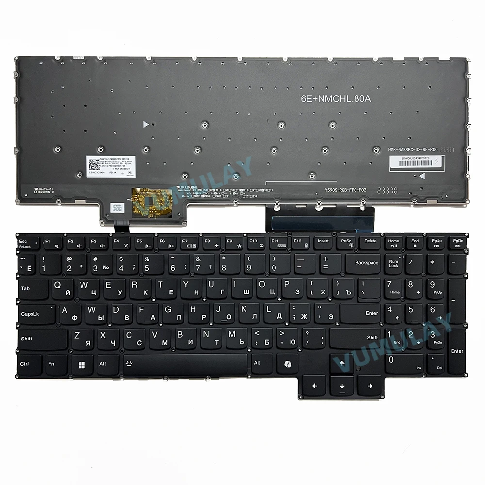 Podświetlana klawiatura US/Russian RGB dla Lenovo Legion LOQ 15APH8 15IRH8 G5000 APH8, Slim 5 16APH8, 16IRH8 SN21K98565 PH5CYXRGBG-3T — zdjęcie 5