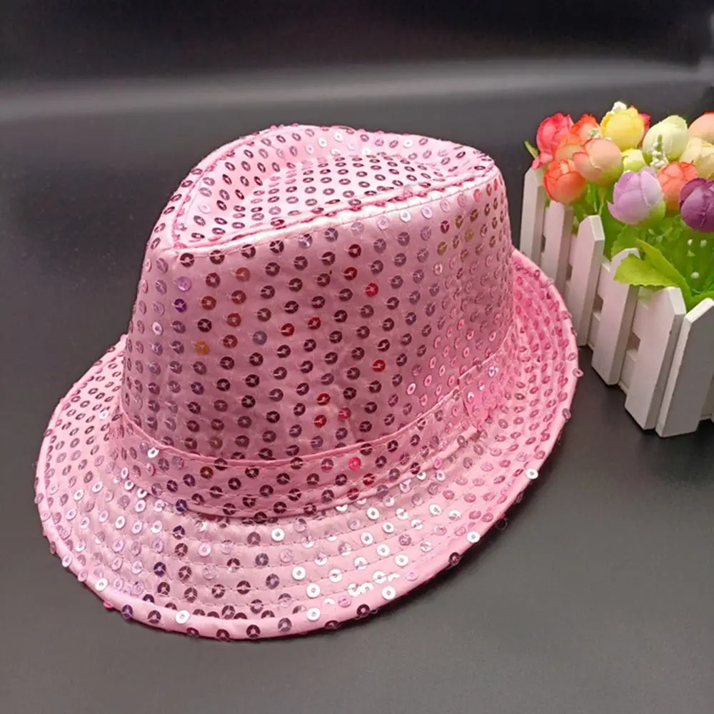 Durable Sequins Jazz Hat Masquerade Cosplay Panama Cap Stage Shiny Dance Performance Hat Holiday
