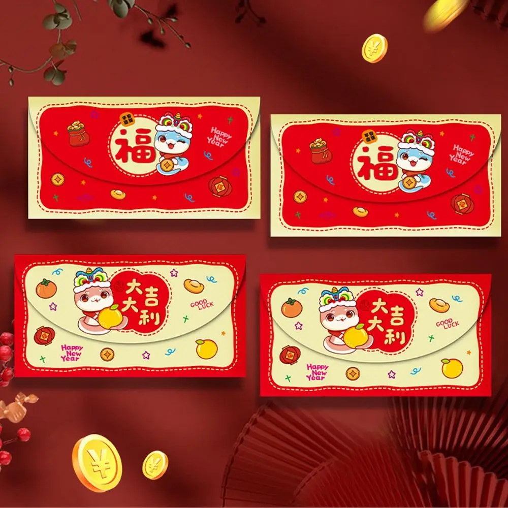 Estilo chinês 2025 cobra ano envelope vermelho bênção tradicional sorte dinheiro bolsos hongbao festivo ano novo envelope vermelho bônus