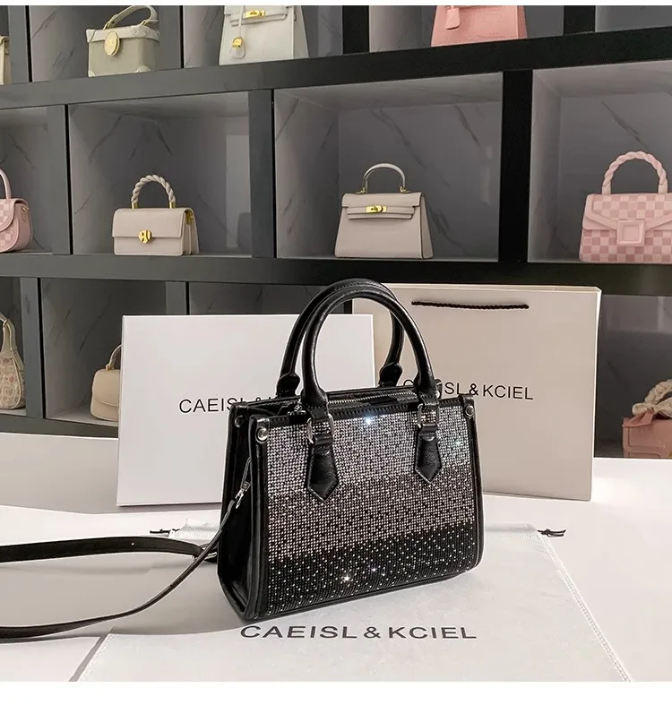 Borsa da donna con diamanti lucidi glitterati di alta qualità Borsa tote di grande capacità Borsa a tracolla moda Borsa da donna Borsa casual