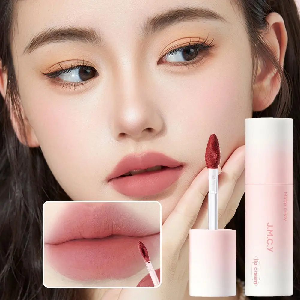 ふわふわベルベットソフトリップグレーズ液体口紅防水グレーズティントノンスティック非退色ロングカップマッド持続ペーストリップ R2Y9