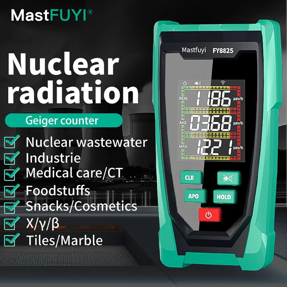 Mastfuyi Fy8825 Contador Geiger Detector de Radiação Nuclear Display Lcd Detector de Raios x Beta Gama Contador Geiger Bateria de Lítio