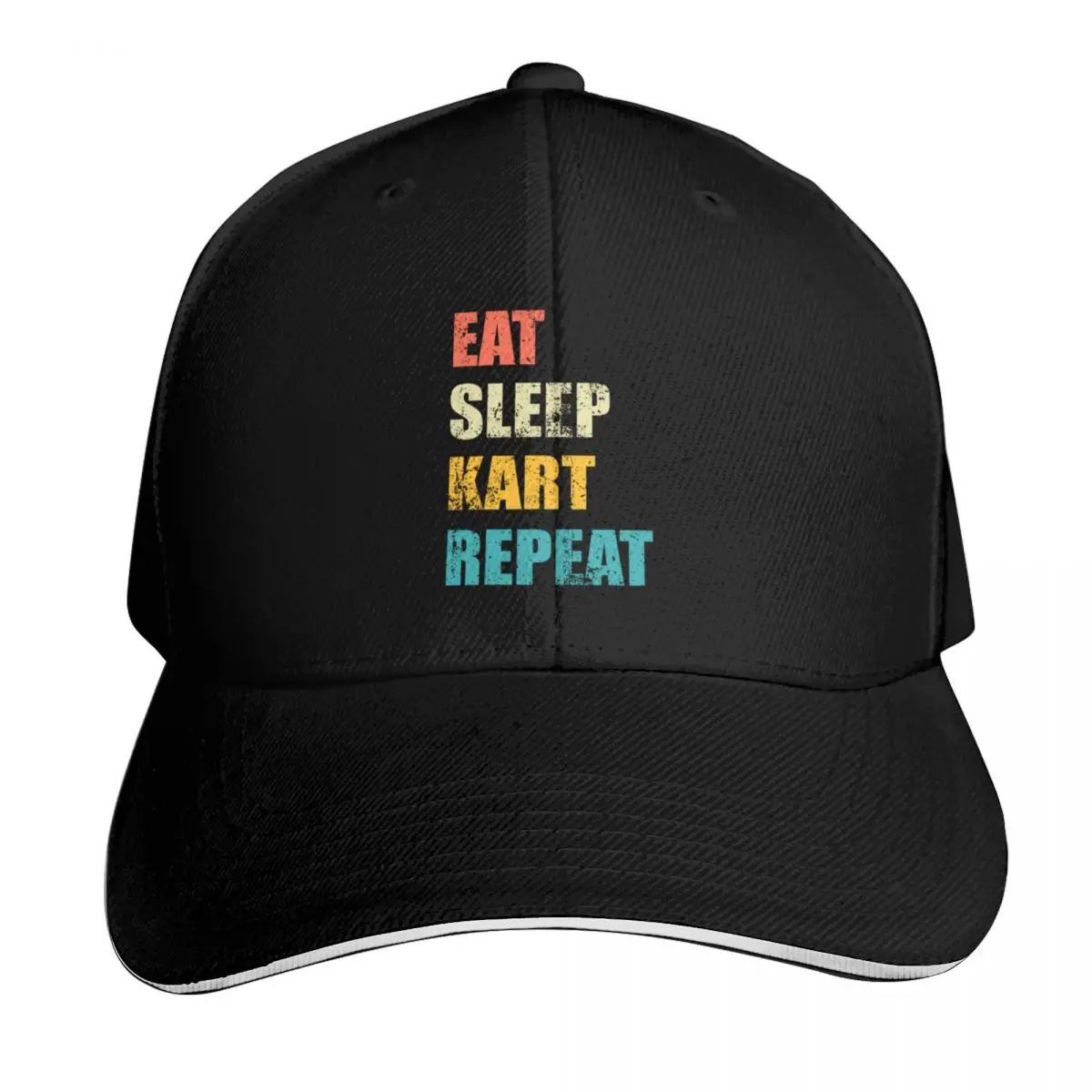 Eat sleep Kart repeat Baseball Cap Snapback Flat Bill Strapback Dad Hat Six Panel Structured Crown
