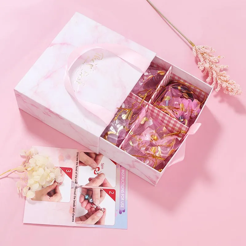 

Pink Jewelry Gift Box Portable Four Grid Gift Boxes For Children Girl Women Birthday Gift Jewelry Packaging Supplies