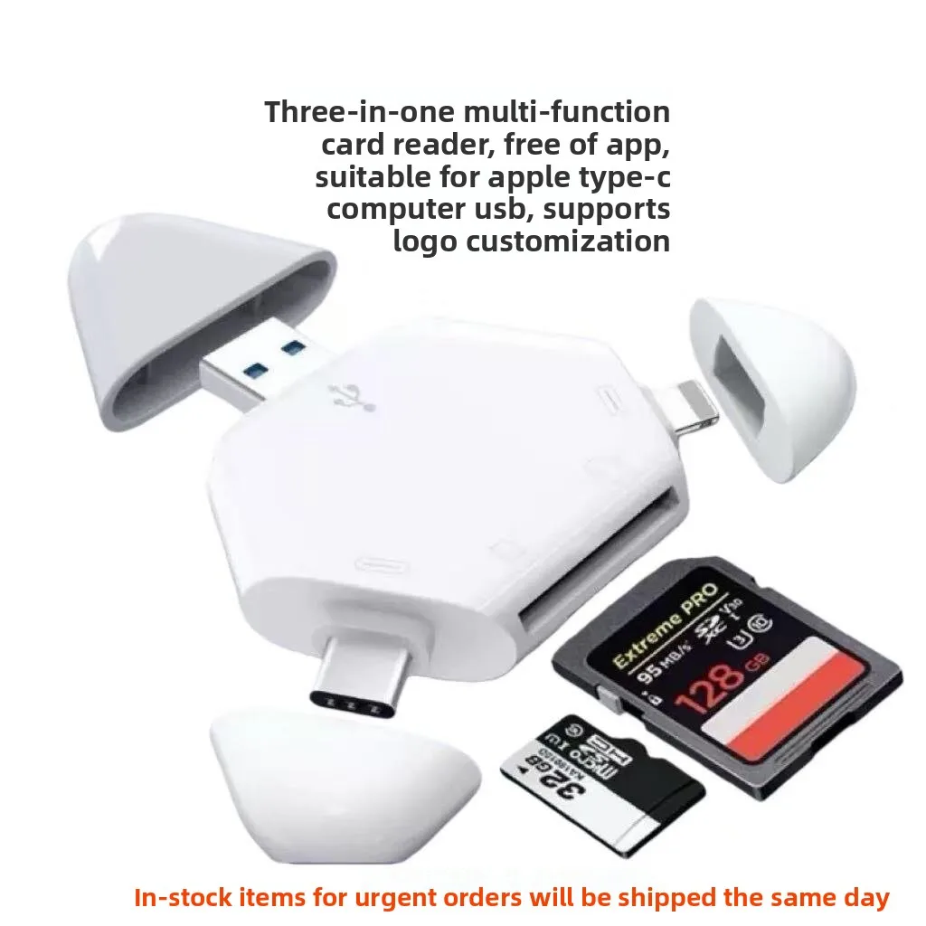 3 In 1 Magnetic Card Reader OTG Adapter USB SD TF Memory Card Reader For iPhone Type-C Smartphone Tablet