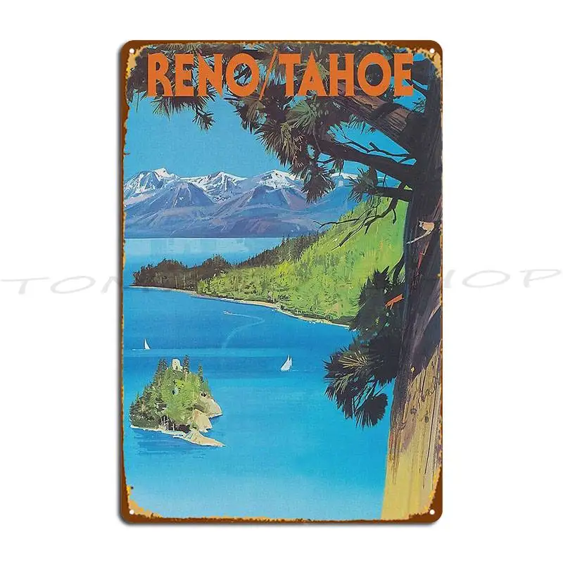 Reno And Lake Tahoe Vintage Travel Metal Sign Club Bar Retro Wall Decor Printed Tin Sign Poster