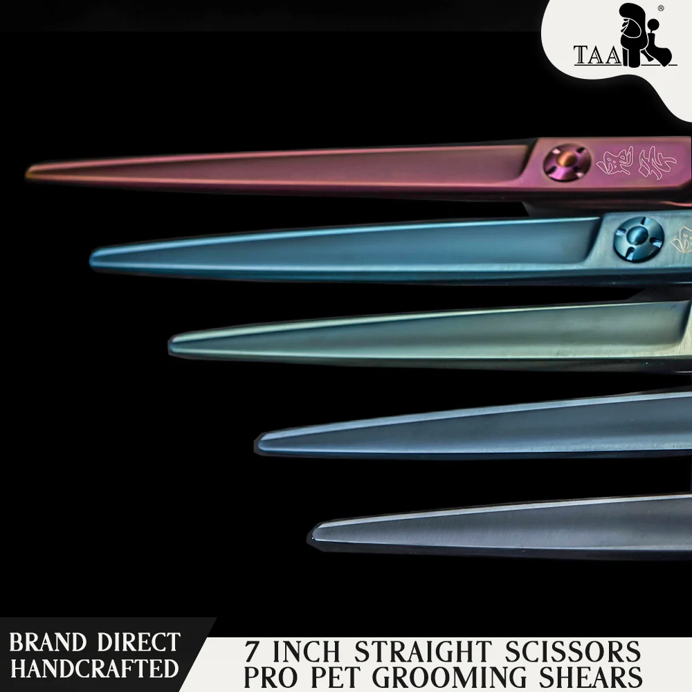 TAA-GUIFU Titanium-Magnesium Precision Straight Scissors Professional Pet Grooming Shears for Fine Detailing & Finishing SSI-70