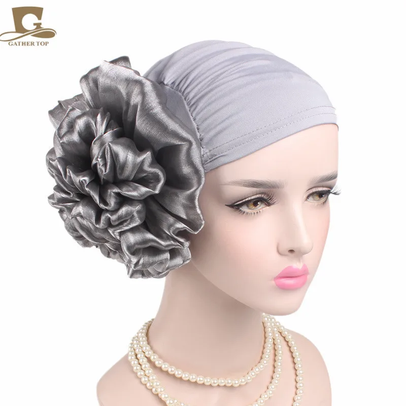 New Women's Big Flower Tam-O'-Shanter Elastic Fabric Sleeve Cap Chemotherapy Hat TJM-262