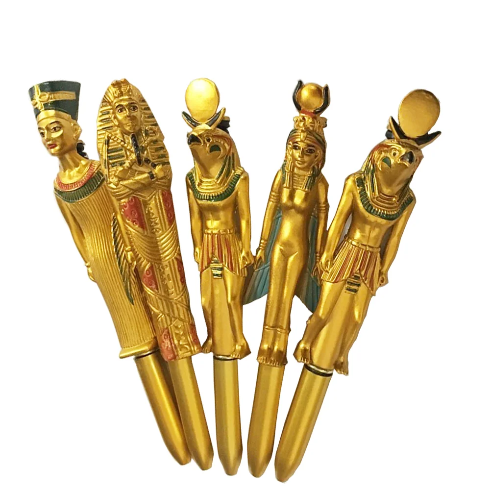 

5pcs Creative Ball-Point Pen Egyptian Character Pharaoh Shaped Craft Ball-Point Pen Promotional Activity Gift for Home Store