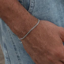Hip Hop Stainless Steel Cuban Chain Bracelet For Women 3 5 7 mm Simple Stainless Steel Men Bracelet Gold Color Jewelry