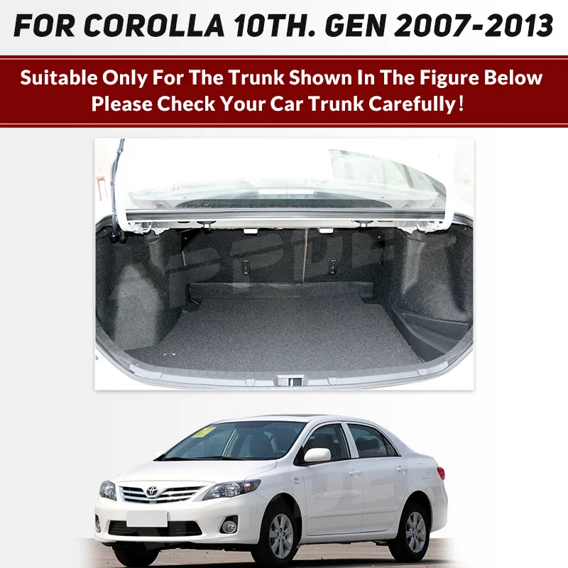 Full Coverage Trunk Mat For Toyota Corolla Non-hybrid 2007-2013 12 11 10 09 08 Car Boot Cover Pad Interior Protector Accessories