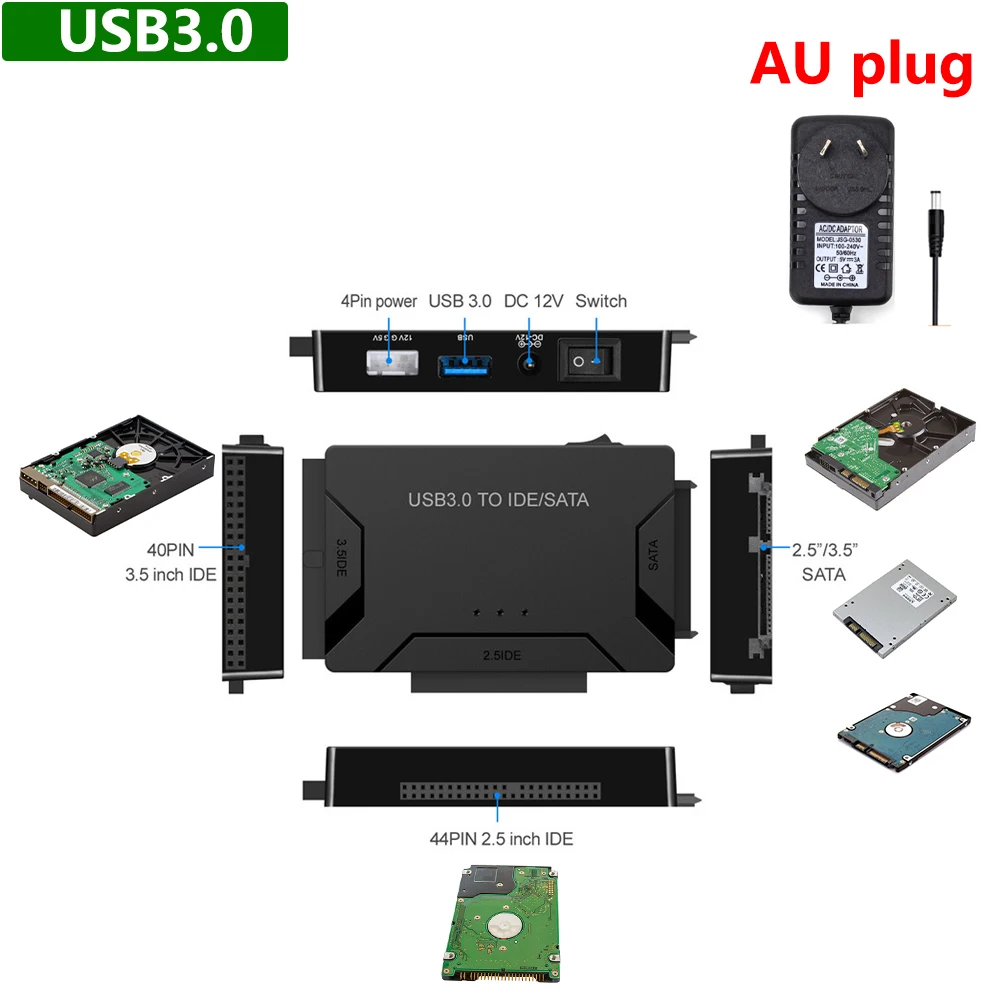 Dockingstation voor harde schijf 2,5 3,5 inch SATA IDE HDD SSD-lezer Dubbele slots USB Externe schijf Box Behuizing behuizing hd externo