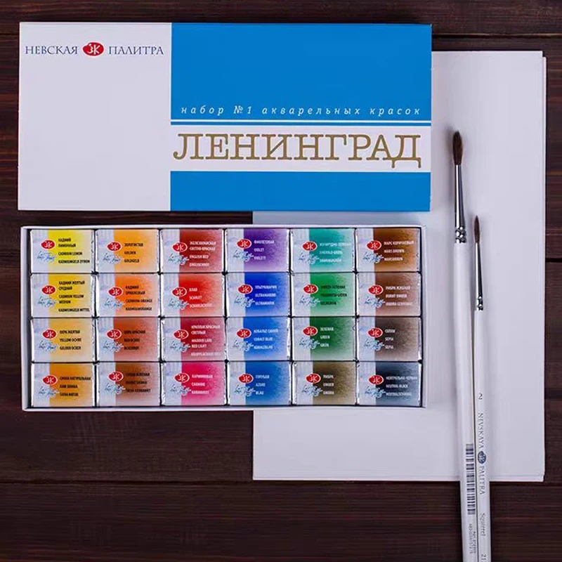 WHITE NIGHTS EXTRA FINE ARTISTS’ SOLID WATERCOLOURS, LADIGA CLASSIC COLOURS, 8/16/24 COLORS CARTON SET ART SUPPLIES, 2.5ML