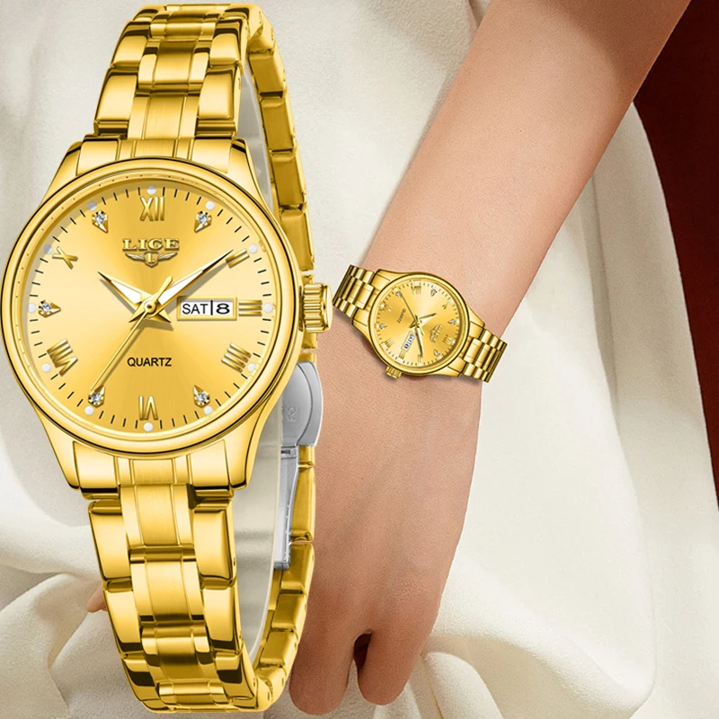 LIGE 2025 New Women Bracelet Watch Fashion Waterproof Quartz Watch For Women Simple Elegant Student Watches Relogio Feminino+BOX