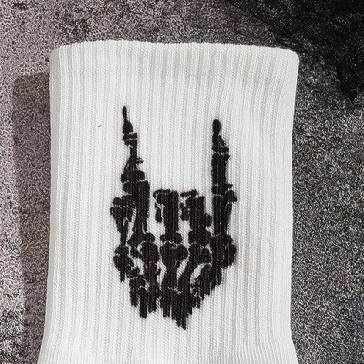 5 Pairs of Skeleton Hand Print White Crew Socks Halloween Day