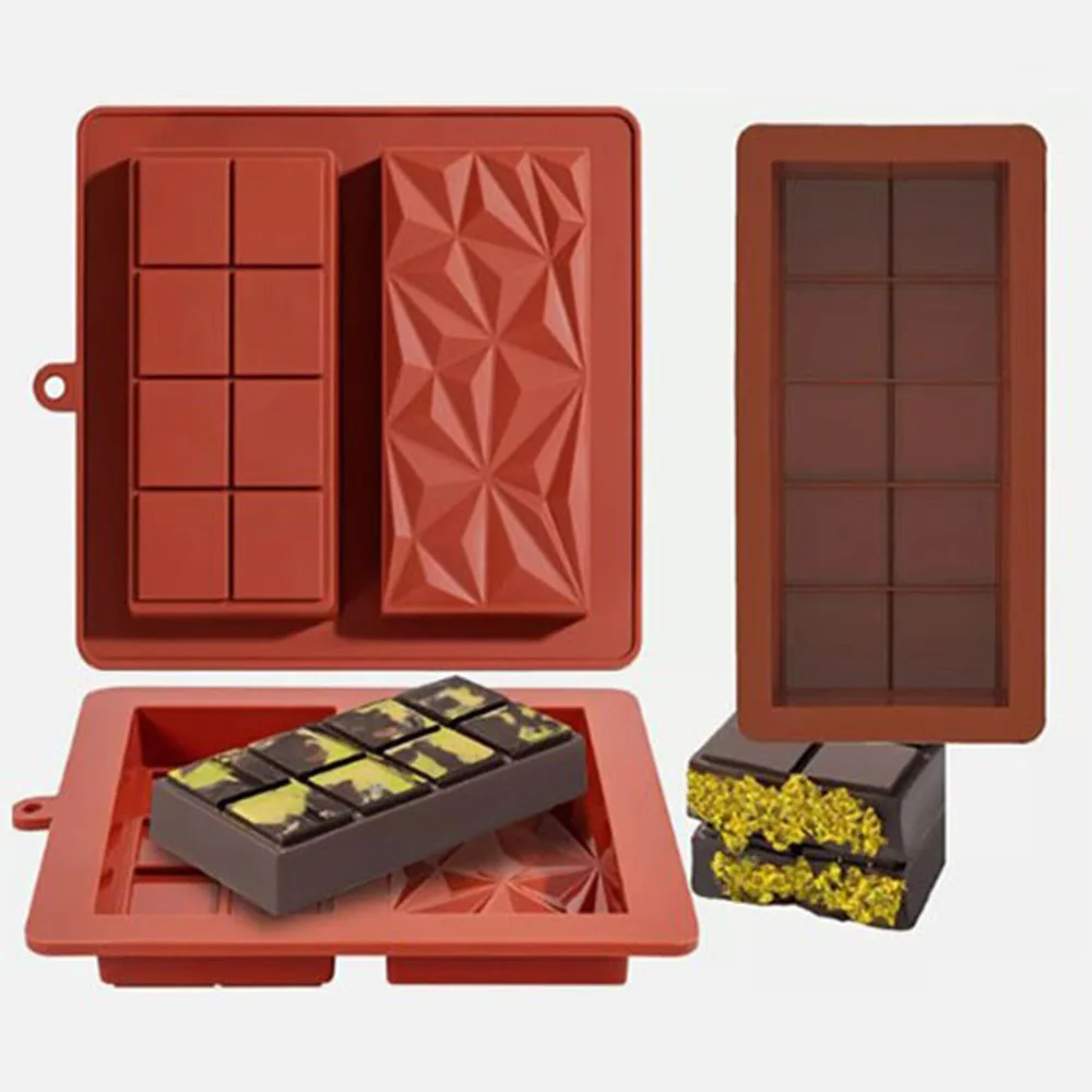 Chocolate Bar Mold Silicone Thick Chocolate Bar Mold Durable Rectangle Pistachio dubai Chocolate Bar Break Apart Candy Molds