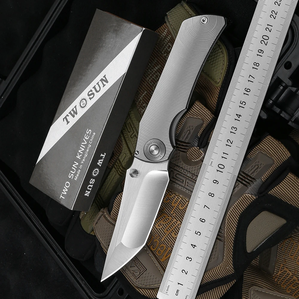 

TWO SUN TS144 Folding Knife D2 Blade TC4 Titanium Alloy Handle Kitchen Camping Outdoor Survival EDC Tools