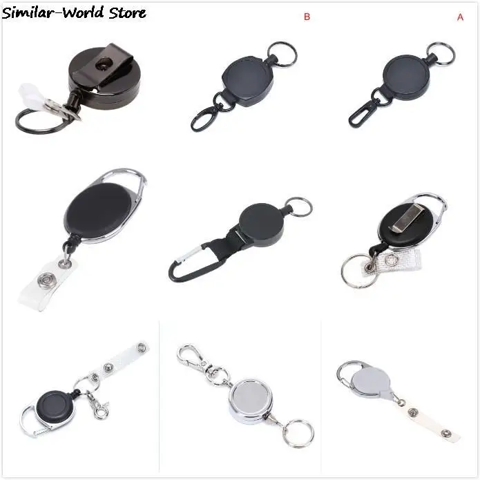 17 Styles Reel ID Lanyard Name Tag Card Badge Holder Retractable Pull Key Ring Chain Reel Extendable Belt Key Ring Clip