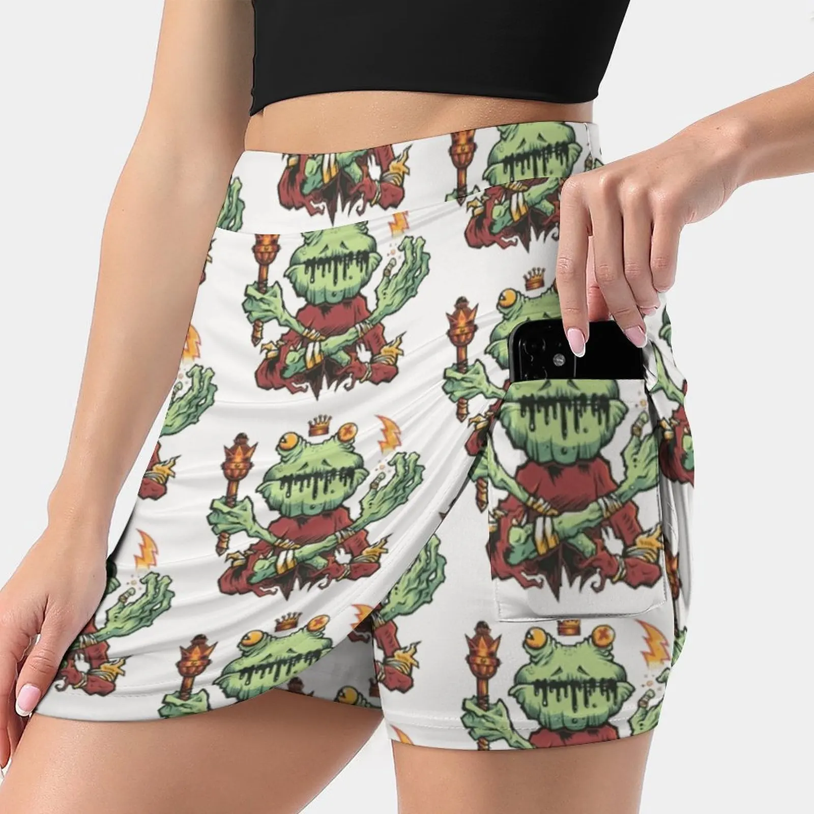 Frog King Women's Fashion Sporting Skirt With Pockets Tennis Golf Running Skirts Frog Frog King King Vector Graphic Design