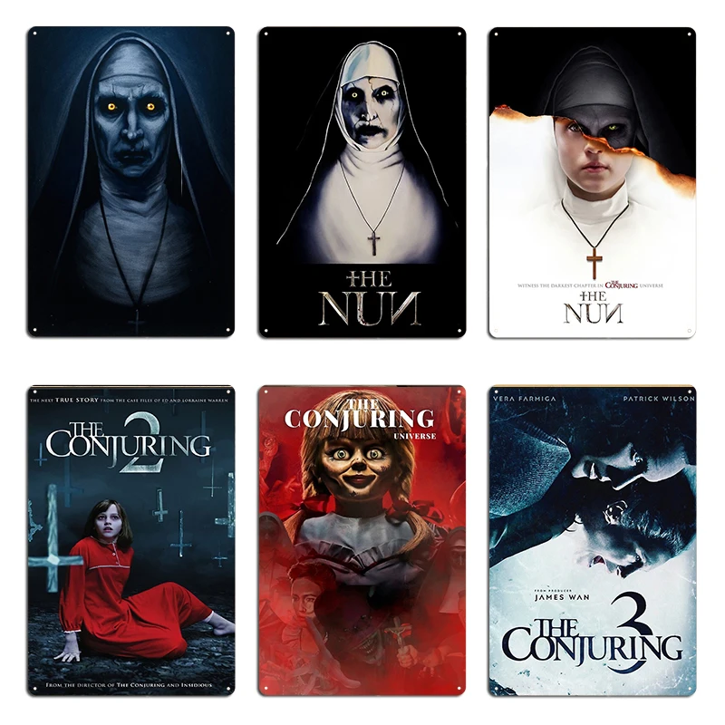 THE conjuring THE nun Annabelle Lorraine and Ed Warren Valak Painting Metal Party Create Designer Wall Decor Tin Sign Poster