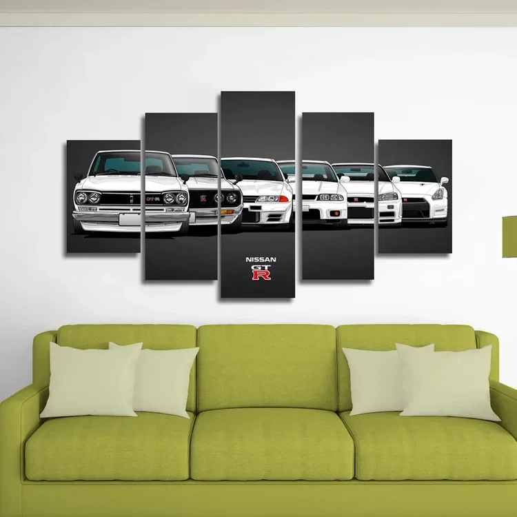 

Ultra clear large-sized white printed wall art 5-in-1 cool car sports car fashion poster painting home decoration living room