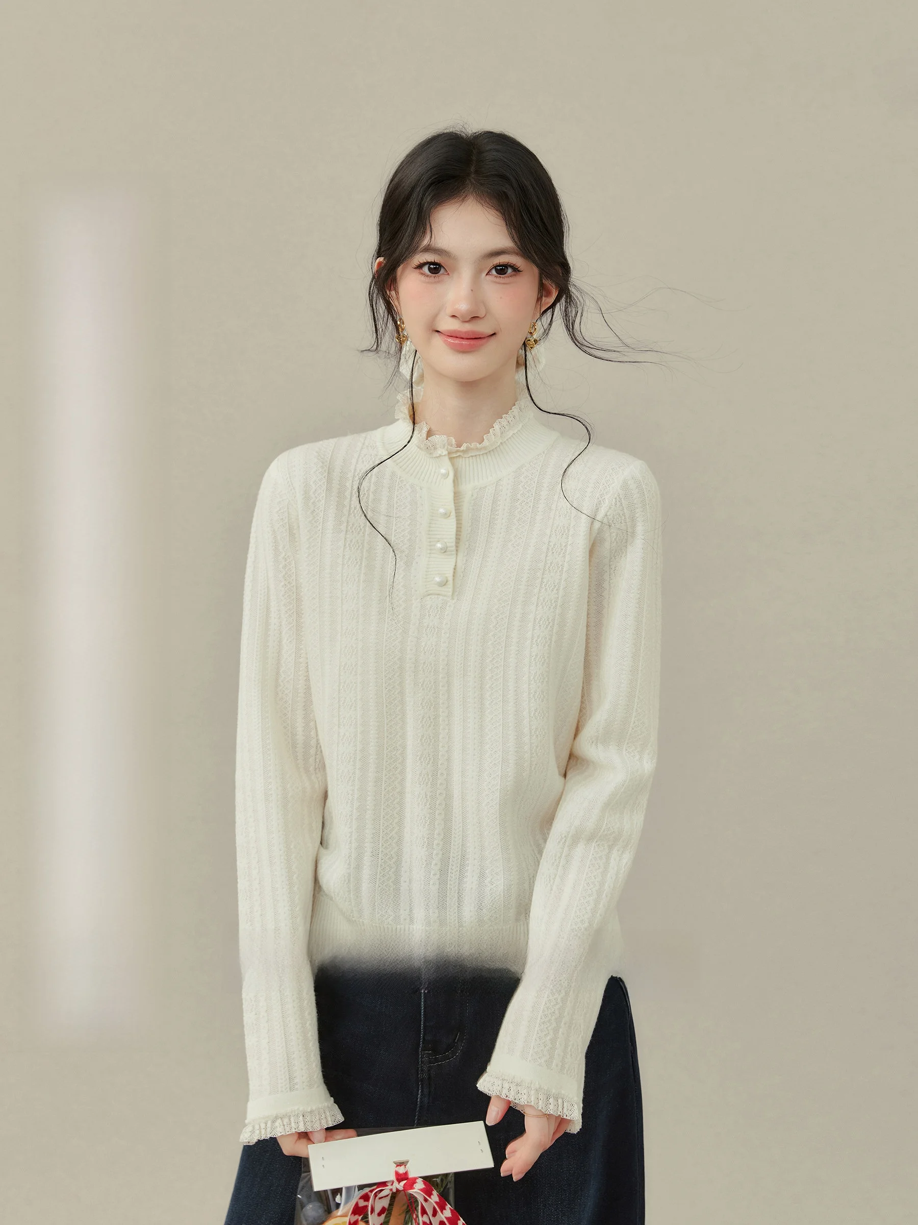 

Мягкий трикотажный свитер с воротником-стойкой и длинными рукавами для женщин, для пышных форм, уникальный, красивый, зимний, модный, от Wang Xuewei