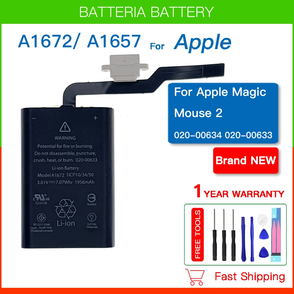 Brand New A1672 A1657 3.61V 1956mAh Battery For Apple Magic Mouse 2 020-00634 020-00633 Wireless Mouse Replacement Batteries