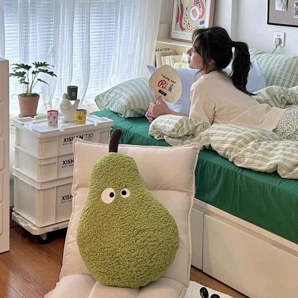 A Large Pear Plush Sofa Sleeping Comfort Pillow Decoration Leg Clamp Green Doll To Send Children Birthday Christmas Gift