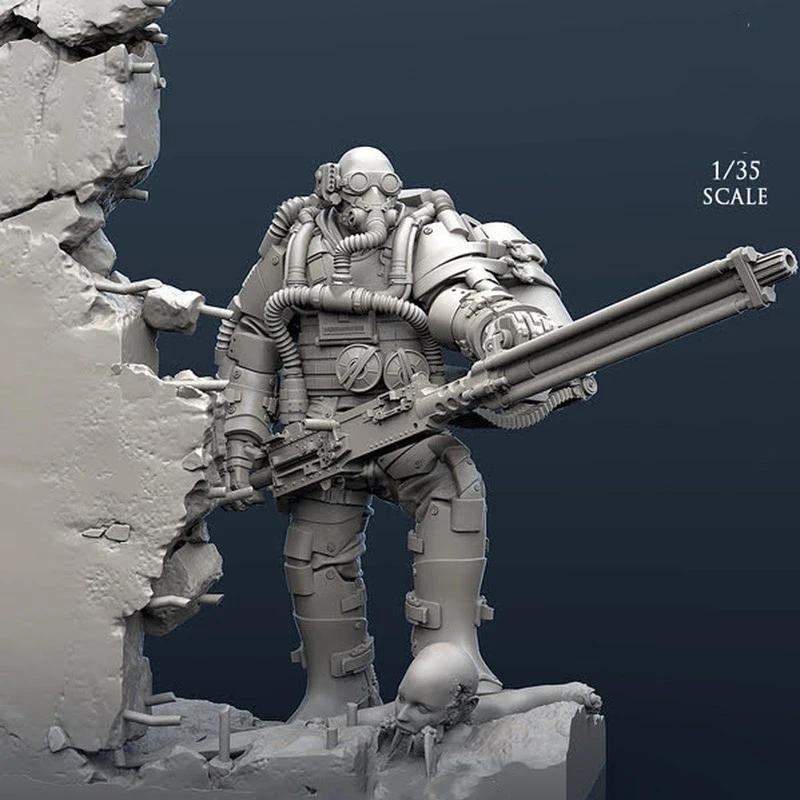 

1/35 Heavy Biochemical Machine Armor Soldier Resin Model Figure Gk Micro 3d Printed White Model Toy Unassembled Unpainted Kit