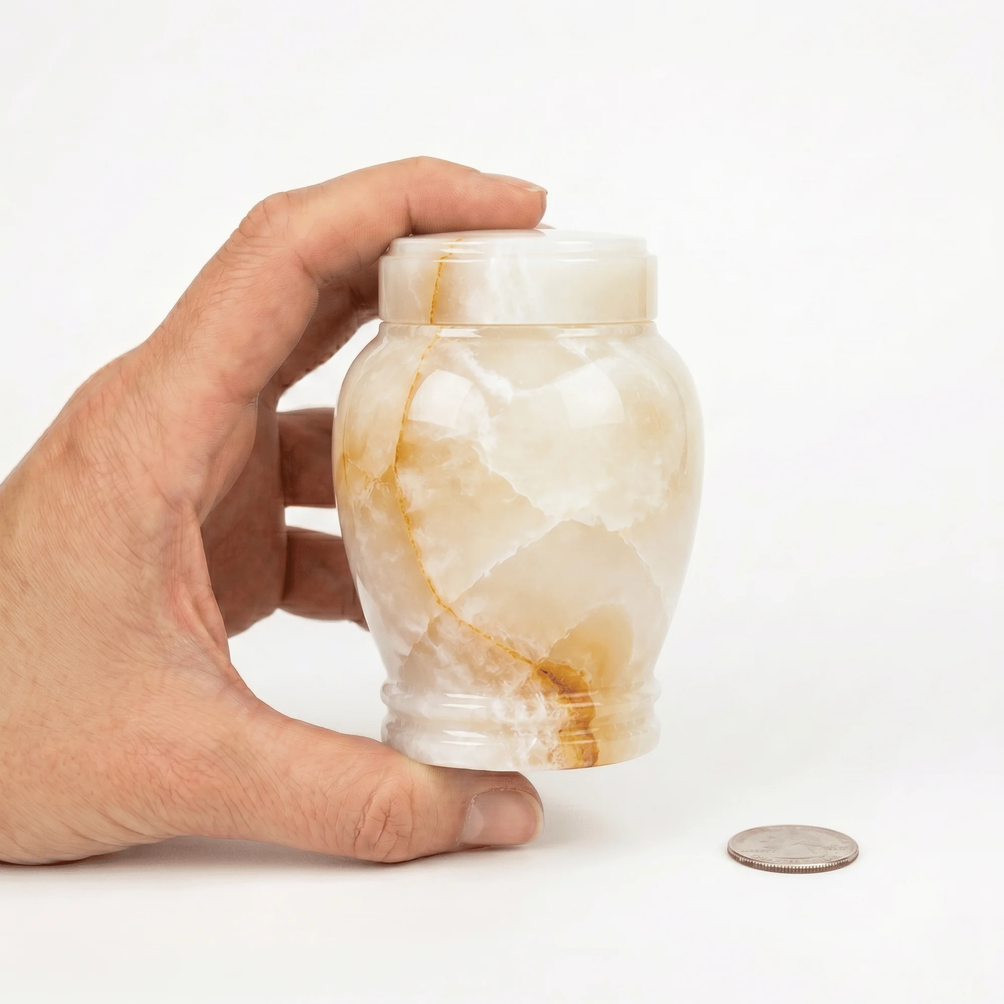 White Onyx urn for human Ashes